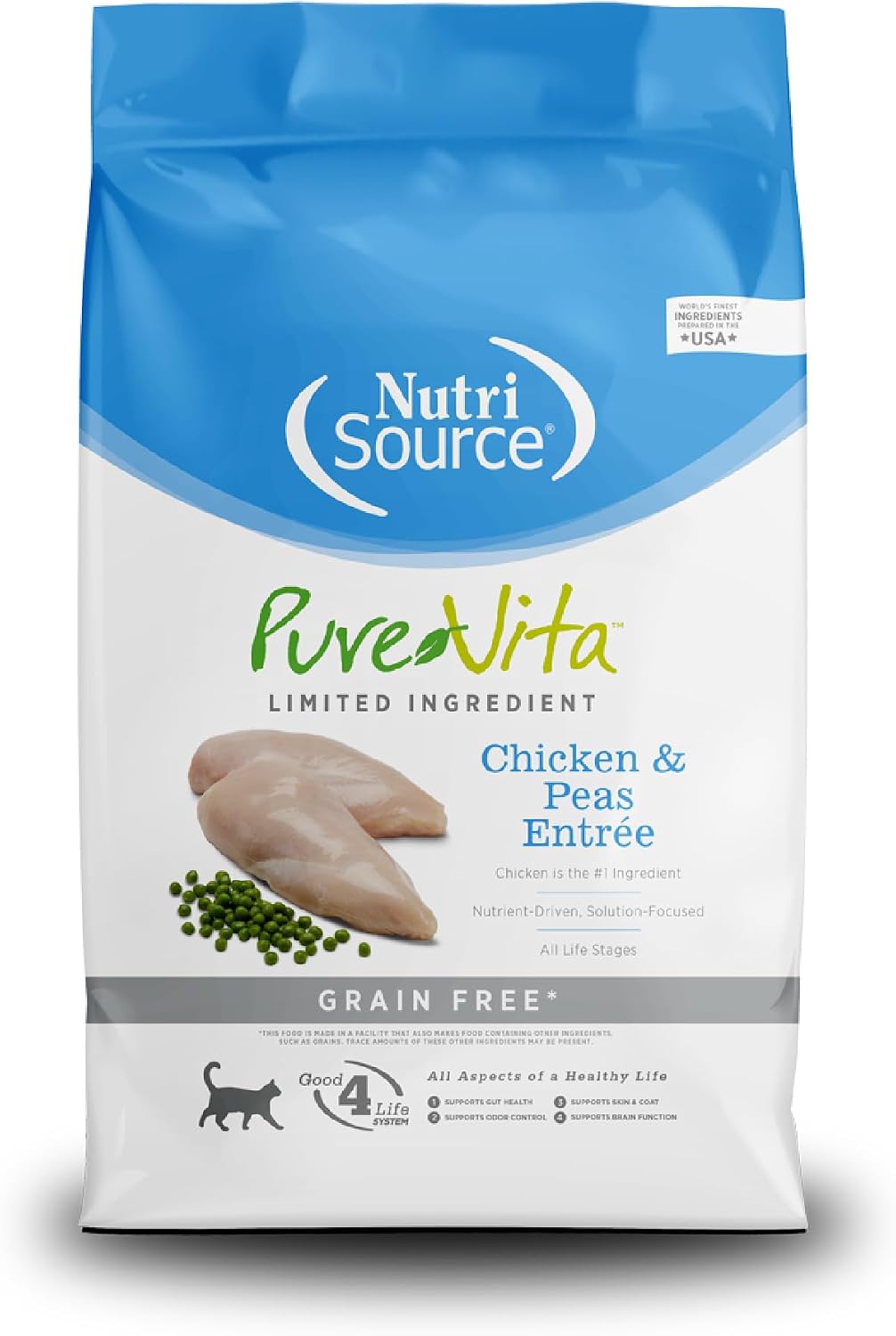 NutriSource PureVita Grain Free Chicken & Peas Dry Cat Food, 12 lb