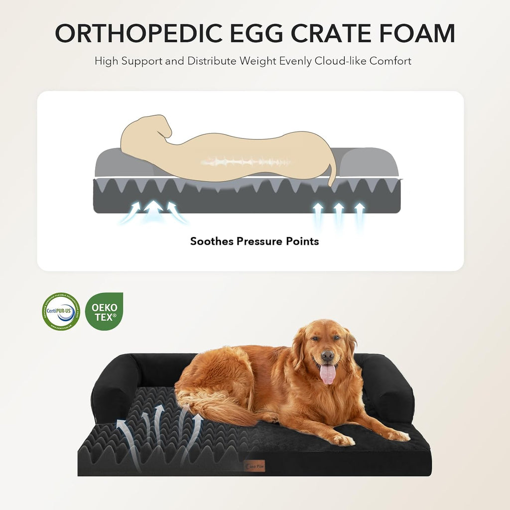 Waterproof Orthopedic Dog Bed for Medium Dogs, 35x22in, Black
