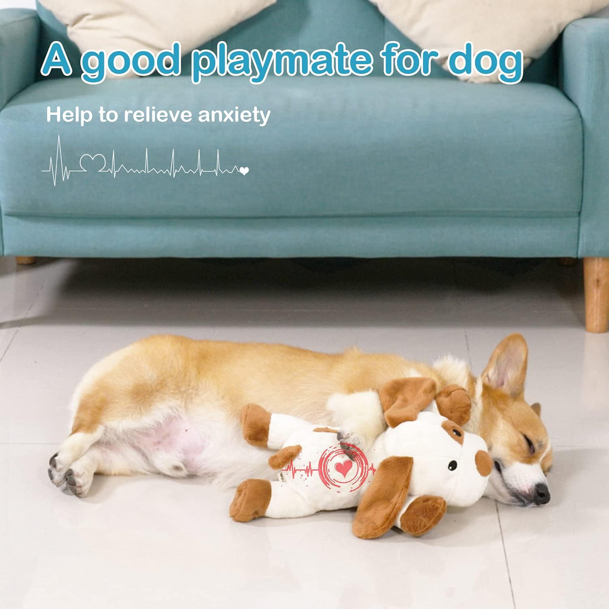 WEOK Heartbeat Dog Toy for Puppy- Helps for Dog Anxiety Relief and Calming Aid, Stuffed Animal Anxiety Calming Behavioral Aid Puppy Heartbeat Toy Sleep aid for Dogs Cats Pets