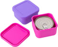 SLSON Cat Can Cover 5.5 oz Canned Food Storage Container, 2Pack Silicone Can Sealer with Airtight Lids Compatible with 5.5oz Friskies & 3.5oz Cesar Dog Can for Fridge to Keep Fresh (Violet and Rose)