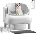GTPLAYER Smart Cat Litter Box, Open-Top Self Cleaning Cat Litter Box with App Control, Safety Sensors, Large Capacity Waste Bin, Easy Maintenance, Automatic Litter Box for Multi-Cat Homes, White