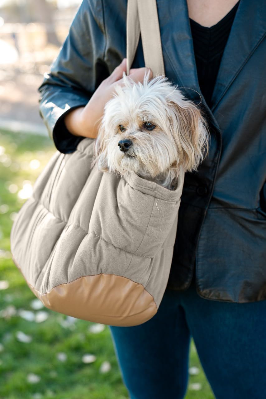 Plush Dog Purse Carrier for Small Dogs, Soft Tote, White