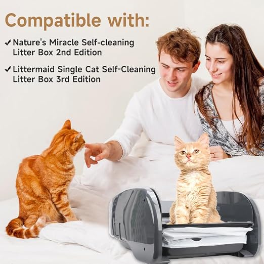 40 Litter Box Liners with a Permanent Waste Receptacle Compatible with Nature's Miracle 2nd Version and Littermaid 3rd Edition, Litter Box with Cat Litter Liner (Machine NOT Included)