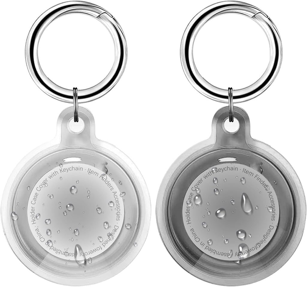 [2 Pack] IPX8 Waterproof Case for AirTag 2nd Gen (2026) & 1st Gen, Full Body Holder Keychain, Anti-Scratch Cover for Apple for Air Tags, Luggage, Pet Collar, Car Keys, Kids, Clear/Black