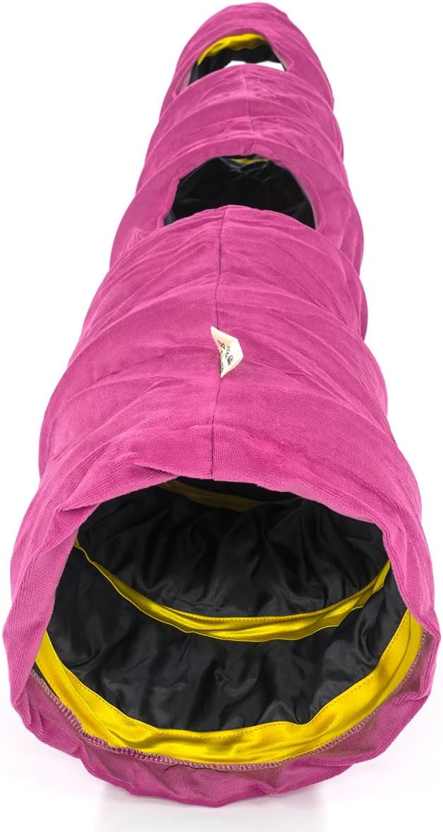 Velvet Fabric - Foldable/Collapsible - 140x25 cm (55.12x9.84 Inches) Cat Tunnel (Pink)