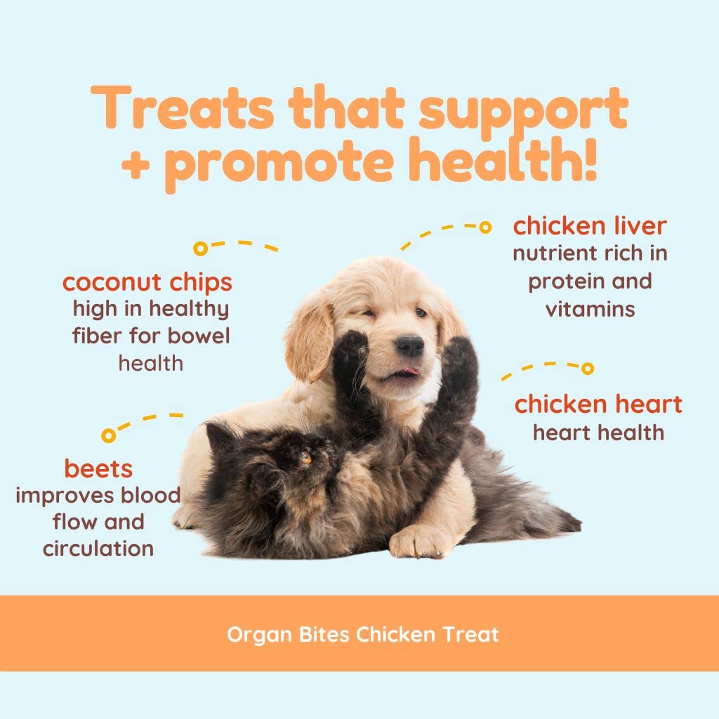 CocoTherapy Organ Bites! Dog and Cat Treat (Chicken + Beet) 3 Oz.