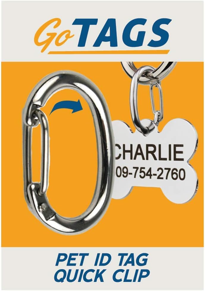 GoTags Dog Tag Clip, Stainless Steel Quick Clip for Dog and Cat Pet ID Tag