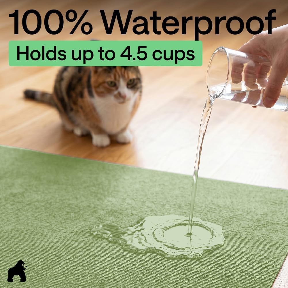 GORILLA GRIP Cat Litter Mat, Soft Felt Scatter Catcher, 30x24, Sage