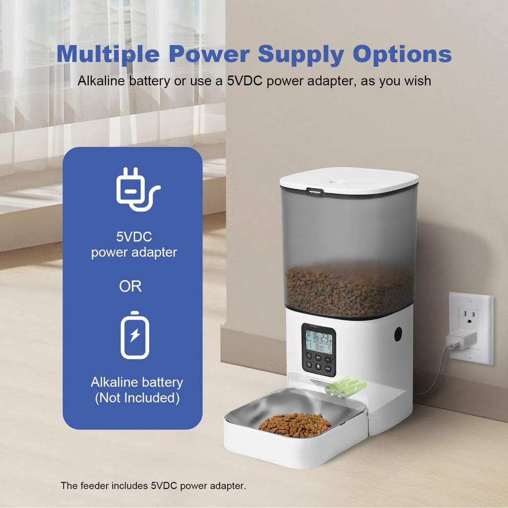 ANDOLL HOME Automatic Cat Feeder, Timed Cat＆Dog Dry Food Dispenser