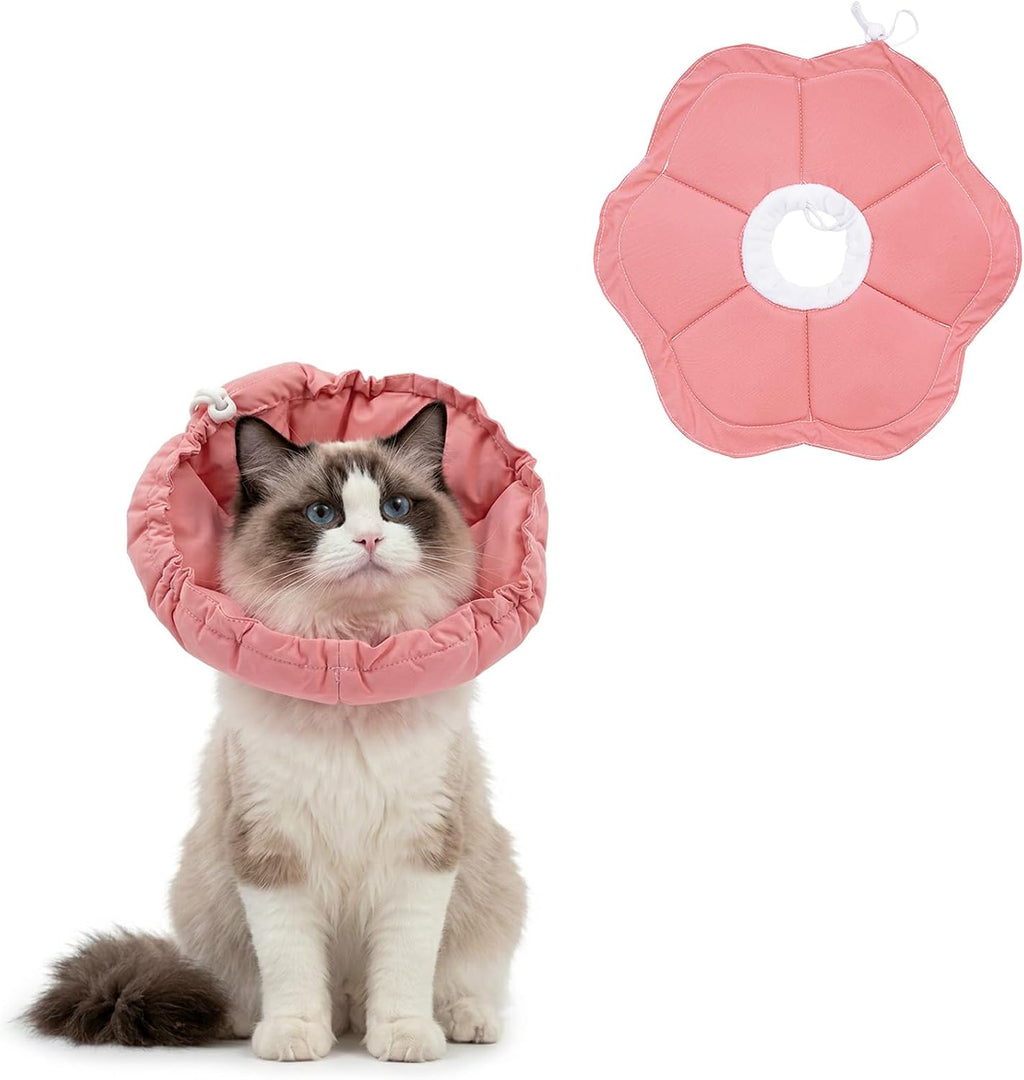 Tensho Flower Soft Cone for Cats, Pink Adjustable Elizabethan Collar (M)