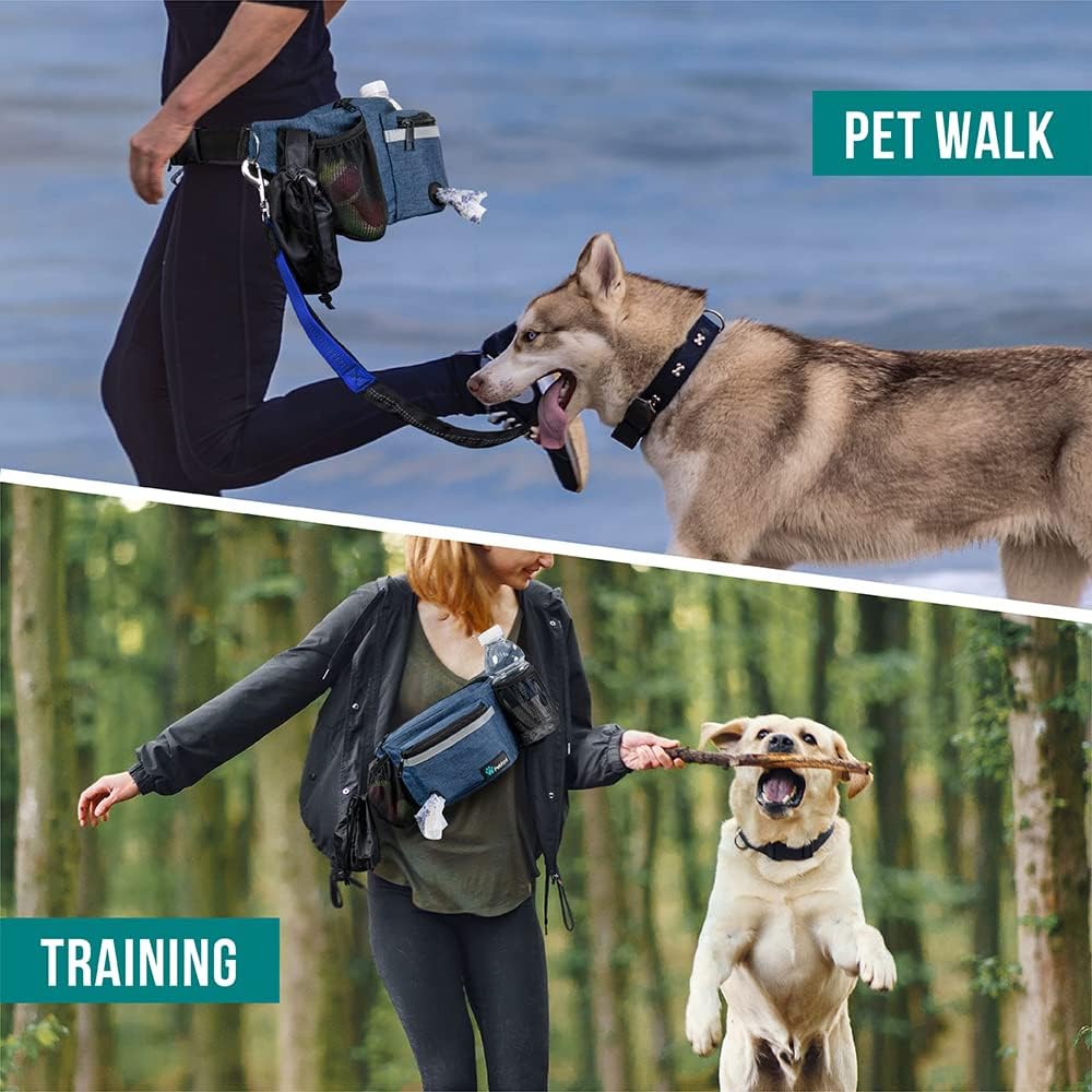 PetAmi Dog Fanny Pack, Treat Pouch for Dog Walking Training, Navy Blue