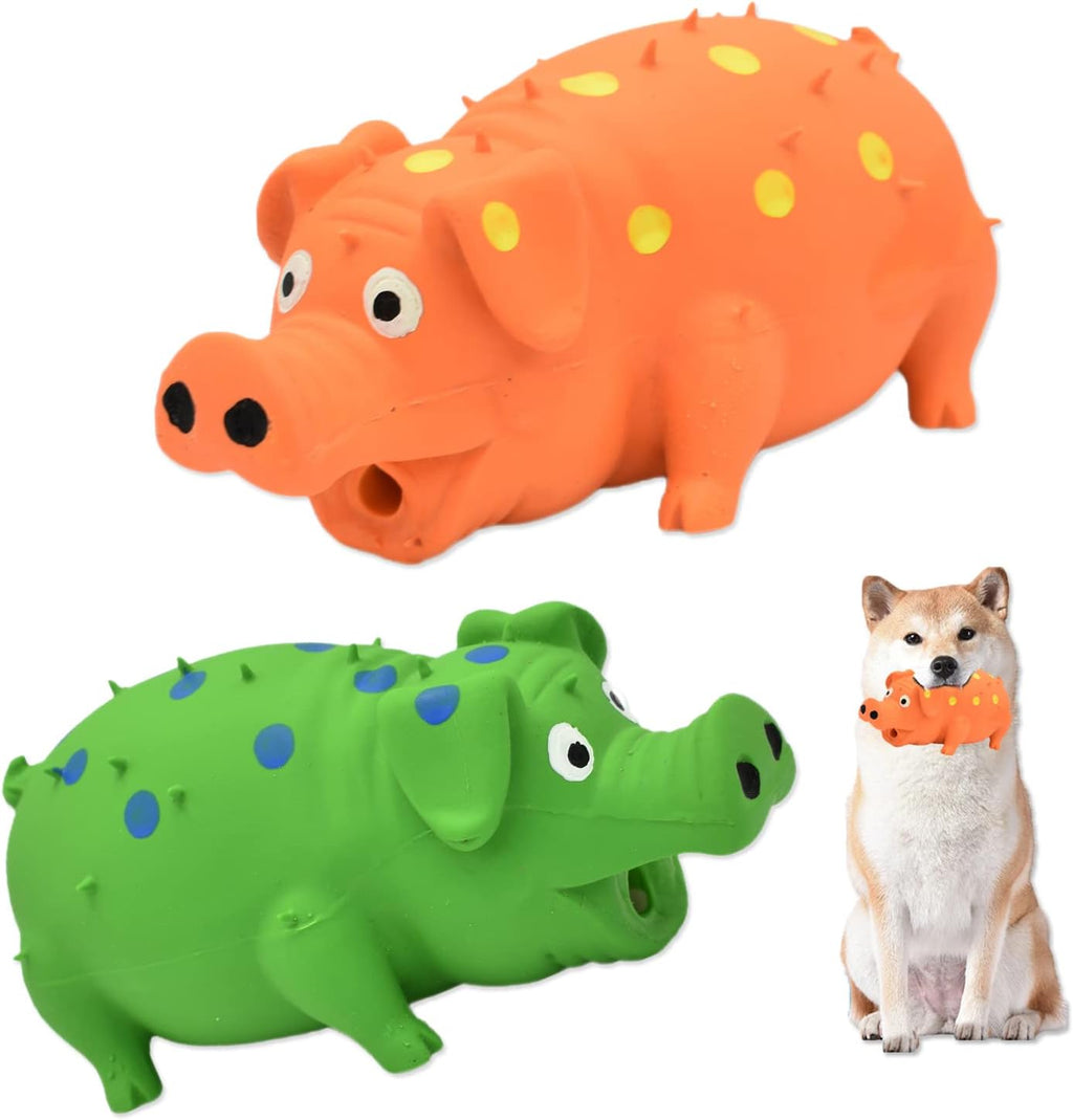 Squeaky Pig Dog Toy, 2 PCS Durable Latex Rubber Dog Toys for Chewing