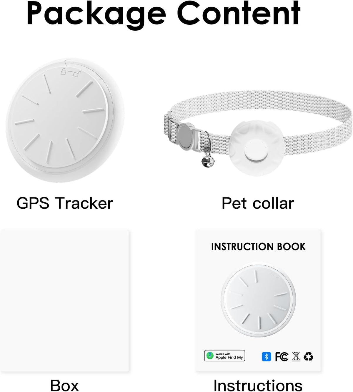 Cat Tracker with Cat Tracker Collar, Mini GPS Tracker, Lightweight Pet Trackers, No Subscription No SIM Card Required, Trackers Finder Tag for Vehicles, Pets, Kids, Longer Battery Life, White