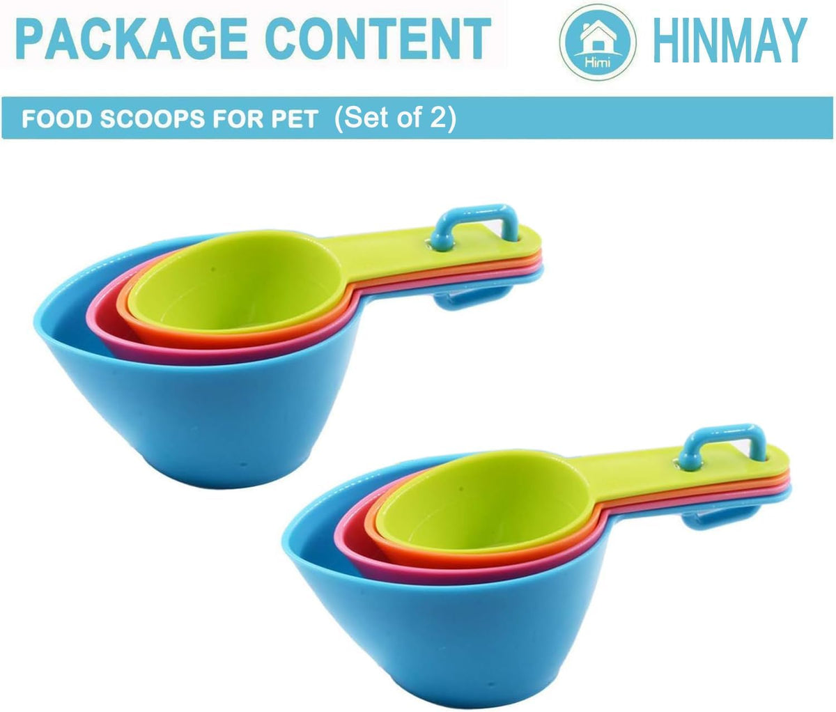 HINMAY Pet Food Scoops Plastic Measuring Cups Set, Set of 2