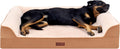 Furhaven Plush & Embossed Velvet Cooling Gel-Top Dreamer Sofa Pet Bed, Cognac, Jumbo