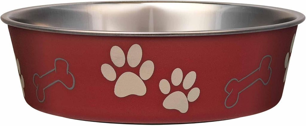 Loving Pets Bella Dog Bowls- Stainless Steel Dog & Cat Bowls - Spill Proof Dog Food Bowl, Cat Bowl, Puppy Essentials & Pet Supplies Great for Home & Travel (X-Large 65-100lbs, Merlot) 