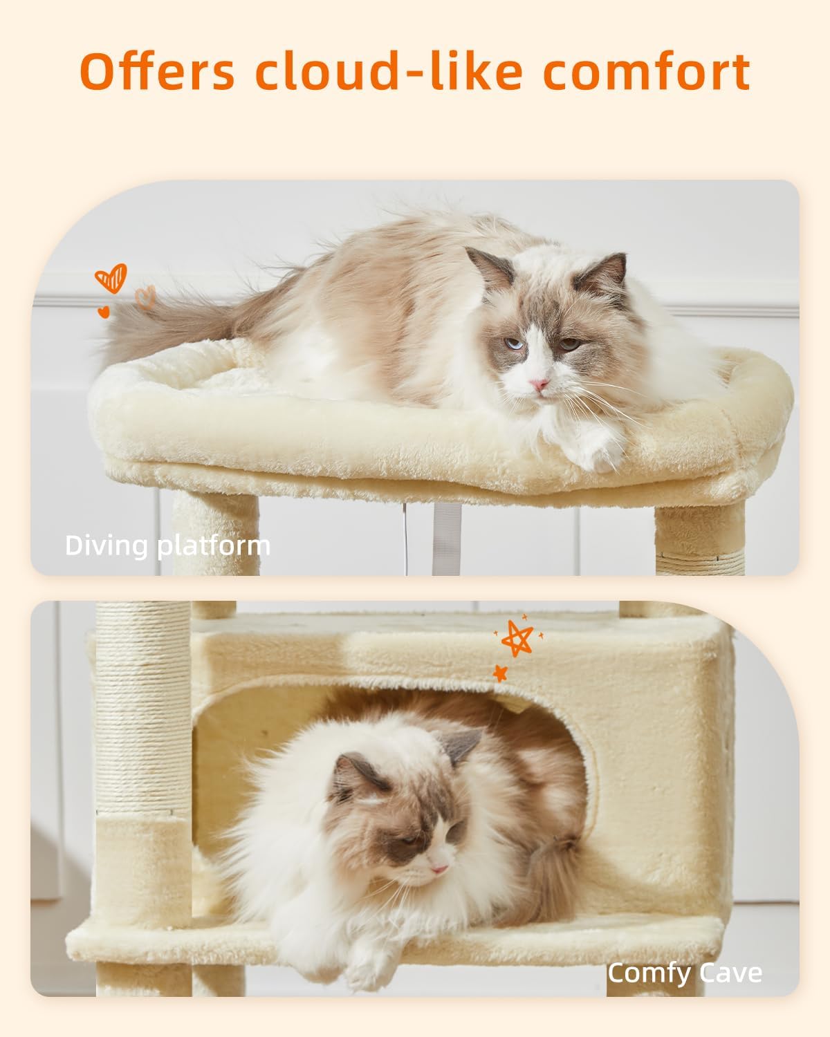 Taoqimiao Cat Tree, 49In Cat Tower for Indoor Cats Large Adult