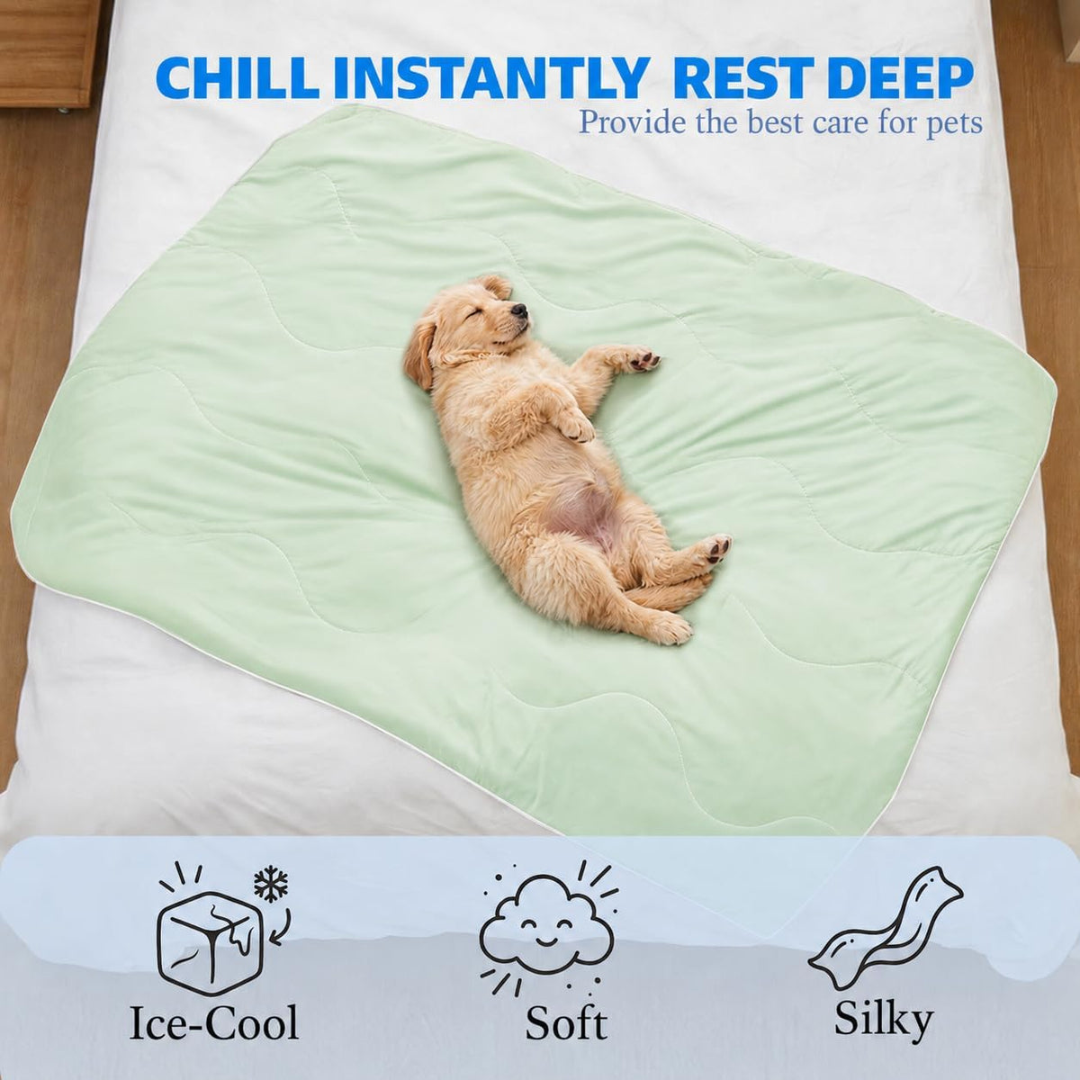Cooling Blanket for Dogs. Dog Cooling Blankets for Large Dogs, Breathable Cooling Fabric, Cold Washable, Cooling Dog Blanket Durable Scratch-Resistant Soft Fabric for All Seasons, Leafy Green