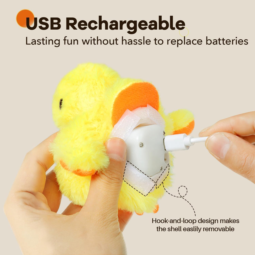 Potaroma Cat Toys Rechargeable Flapping Duck with SilverVine Catnip, Lifelike Quack Chirping, Touch Activated Kitten Kicker Plush Interactive Exercise Toys for All Breeds