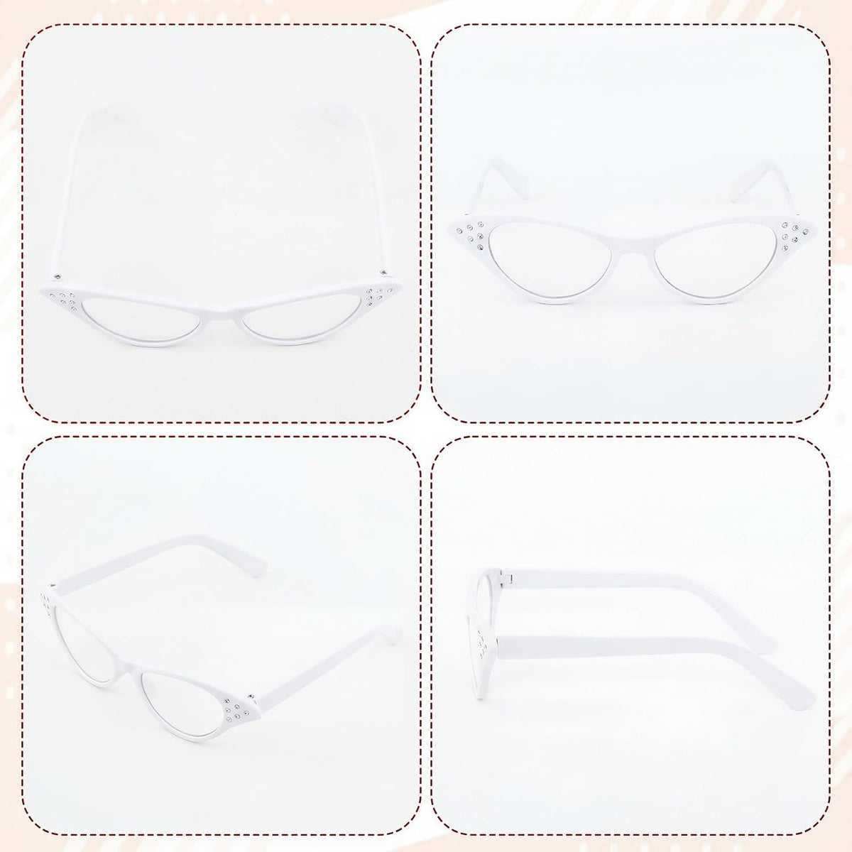 50s Set 50's Costume Accessories Chiffon Scarf Cat Eye Glasses Bandana Tie Headband Earrings for Cosplay Party