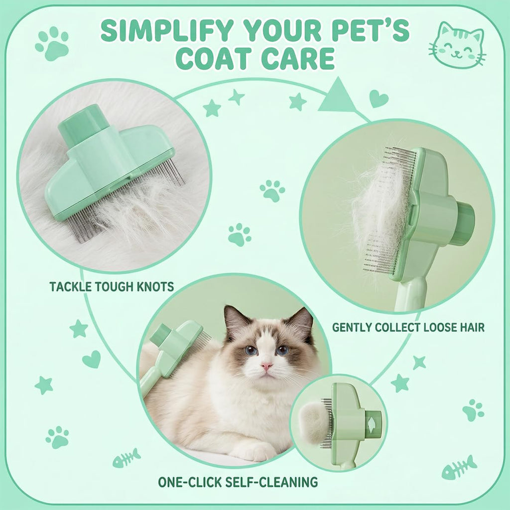 2 PCS Dual-Sided Flea Comb for Dogs & Cats, Stainless Steel Teeth De-shedding Brush | Effective Pet Grooming Tool for Shedding Control | Cat, Dog Brush for Indoor Pets