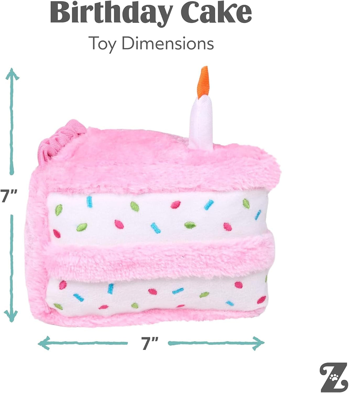 ZippyPaws Birthday Cake Dog Squeaky Toys to Keep Them Busy - Pink | Funny Food Plush for Small, Medium & Large Dogs, Cute Stuffed Puppy Toy, Pet Products, for Dogs of All Breeds, Soft & Cuddly