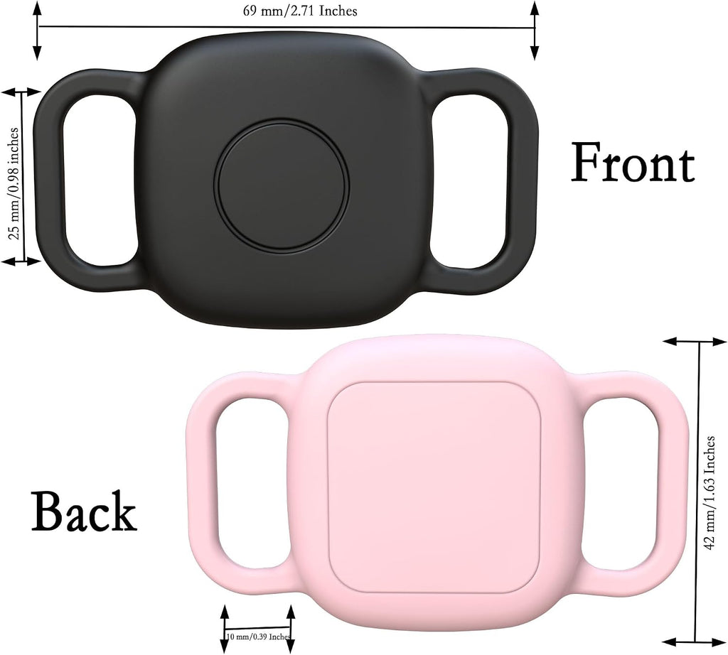 Waterproof Dog Collar Holder for Tile Mate 2024/2022 Tracker, 2 Pack Soft Silicone Case for cat pet Necklace, Anti-Scratch & Lightweight Protective Cover Accessories for Tile Tracker (Pink/Rose)
