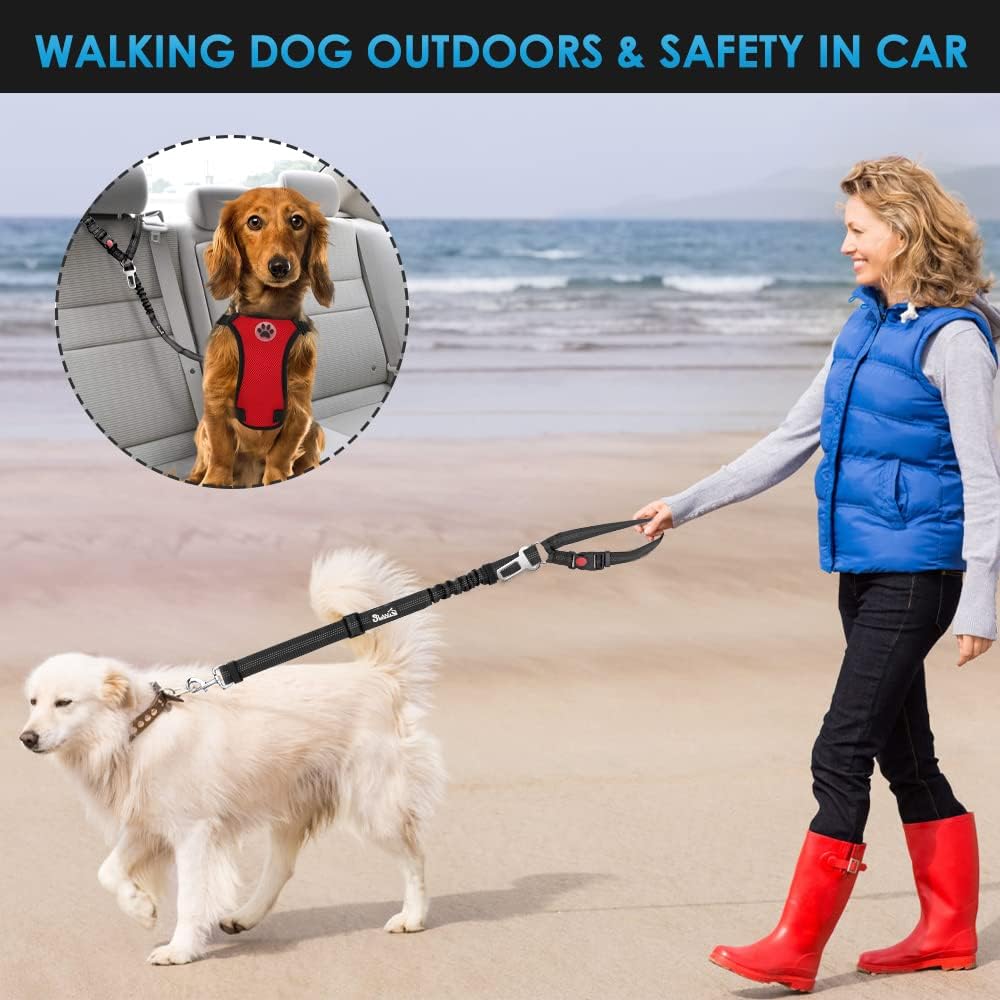 Lukovee Dog Car Seat Belt, 2 Pack, Headrest Restraint, Headrest+Clip+1 Bowl