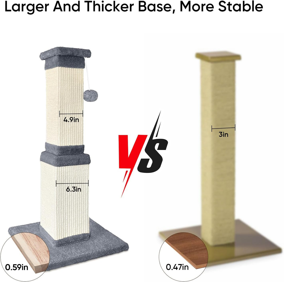 Cat Scratching Post for Indoor Cats, 32Inch Sisal Cat Scratcher