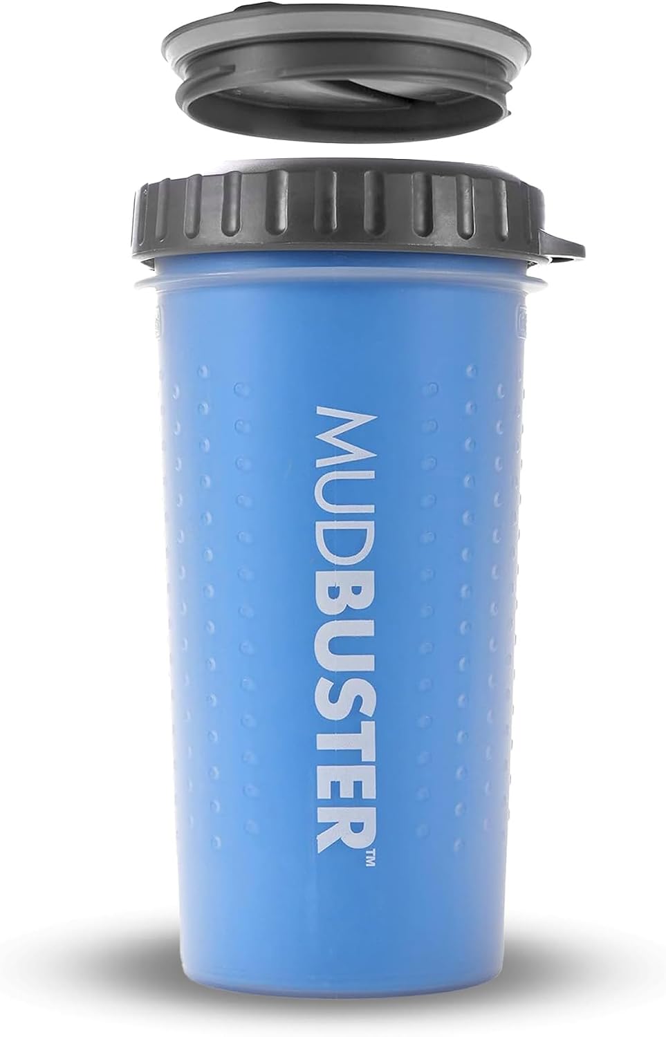 Dexas Lidded MudBuster Large Dog Paw Cleaner, Pro Blue, Fits 2.5"-3.5" Wide Paws, Gentle Silicone Bristles for Quick, Easy Cleaning 