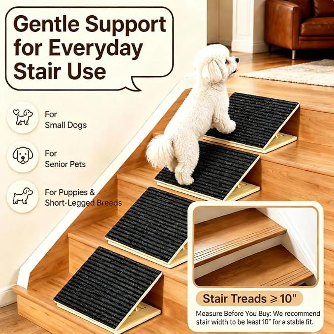 Dog Ramp for Stairs, Foldable Stair Wedges Assist for Small Dogs, 8 Pack