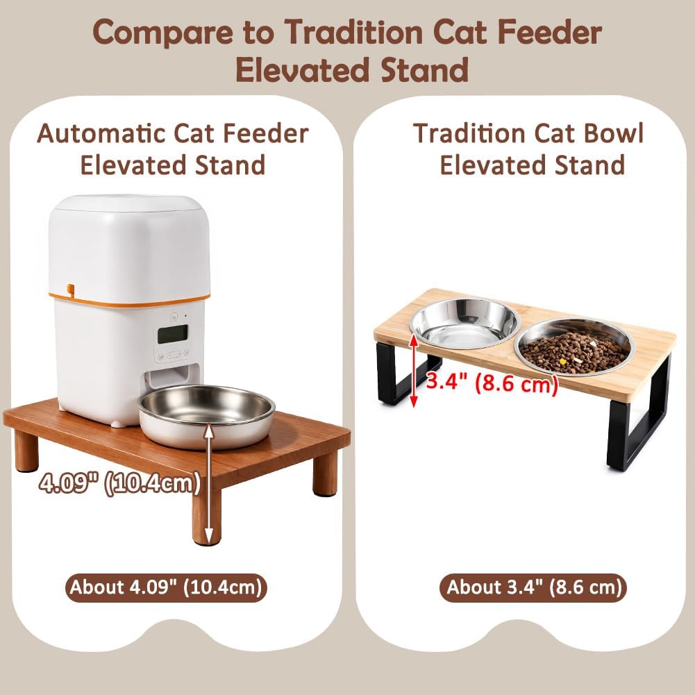 SZEE Cat Food Stand, Elevated Cat Feeder Stand for Automatic Feeder & Bowls