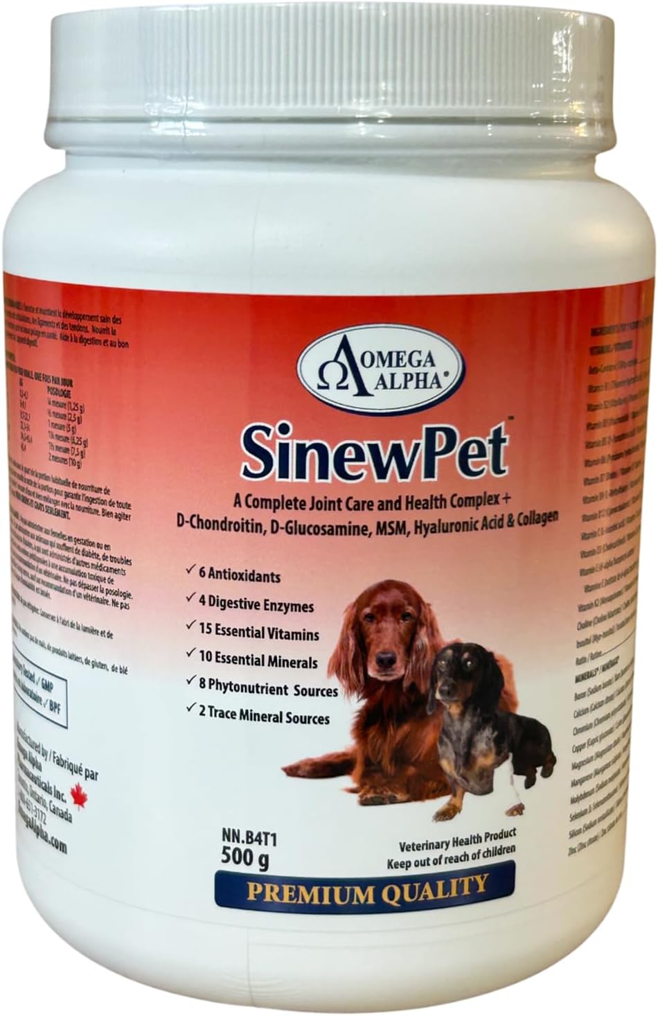Omega Alpha Pets - Performance & Mobility-A Complete Joint Care and Health Complex + D-Chondroitin, D-Glucosamine, MSM, Hyaluronic Acid & Collagen- SinewPet-500g (One Bottles)