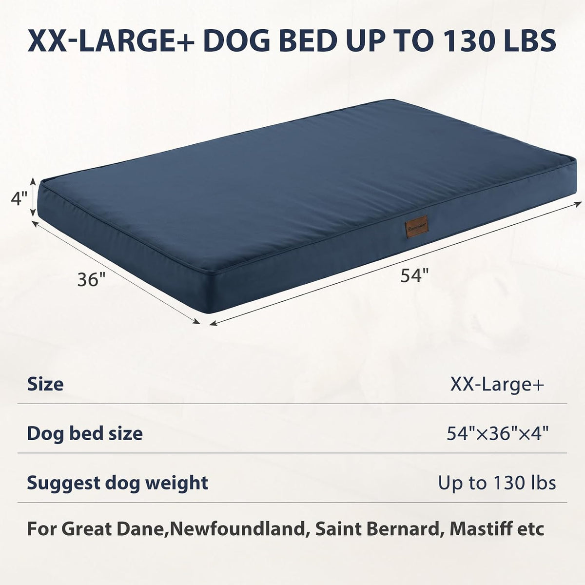 BFPETHOME Outdoor Waterproof Dog Bed for Large Dogs, Washable Cover, 54"