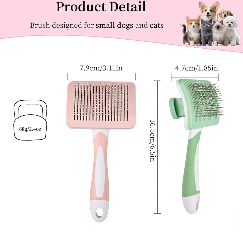 Self Cleaning Slicker Dog Brush for Small Long-Haired Breeds(White, Red)