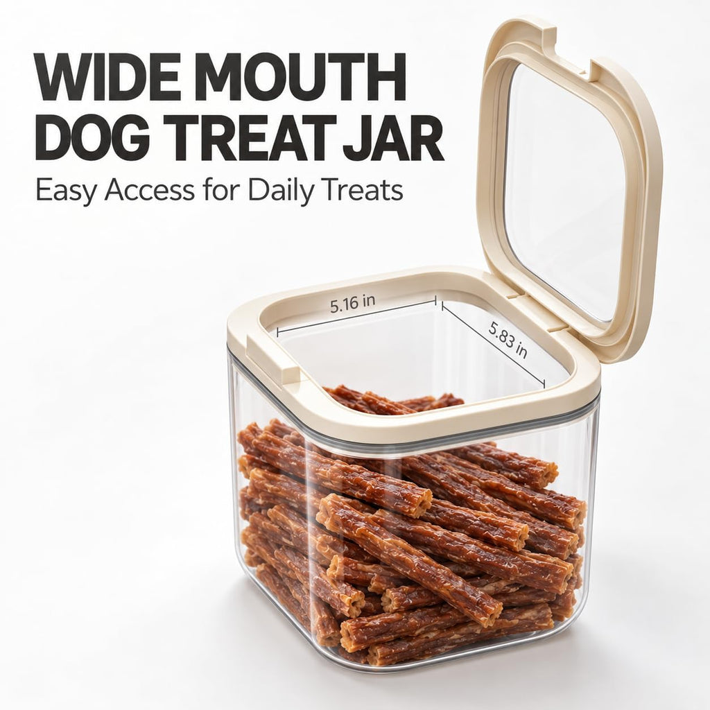 LivLab Mker Pet Treat Container, 3.49QT, One-Handed Open, Clear, Stackable