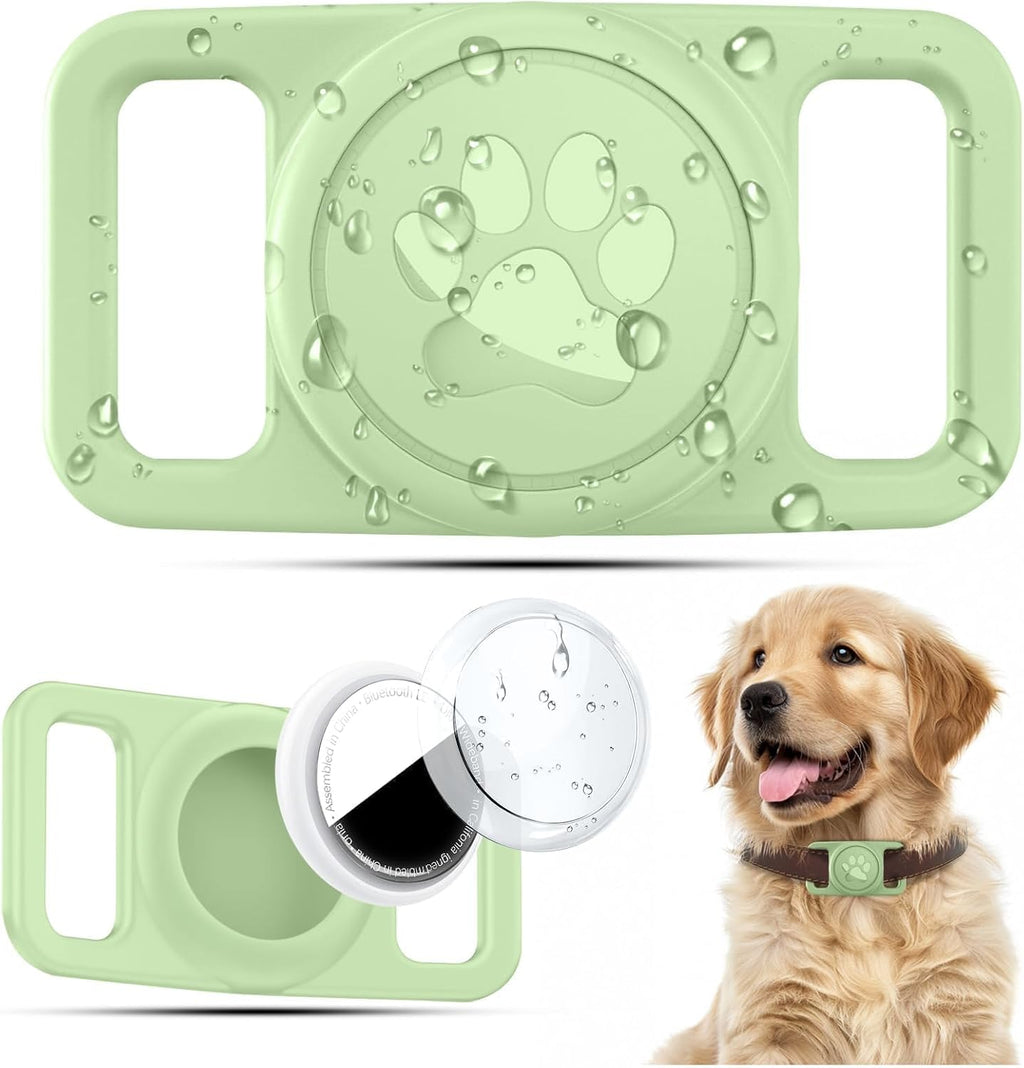 Linsaner Waterproof Dog Collar Holder for AirTag 1st & 2nd Gen, Teal Green