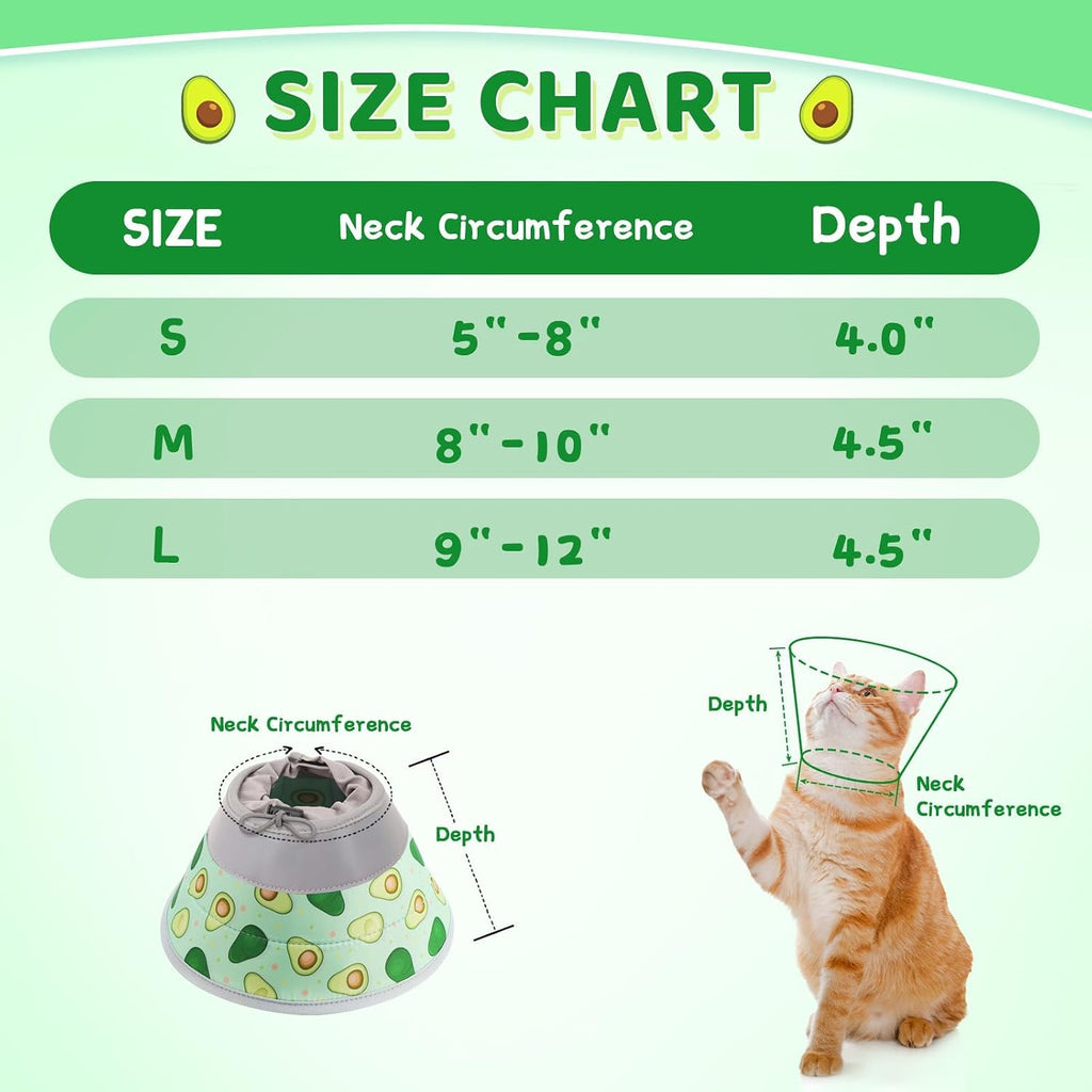 Cat Cone Collar Soft to Stop Licking, Adjustable, Foldable Lightweight Kitten Cones After Surgery Recovery for Cats & Kittens, Cat Cone Alternative, Easy Eating (Avocado Green, L)