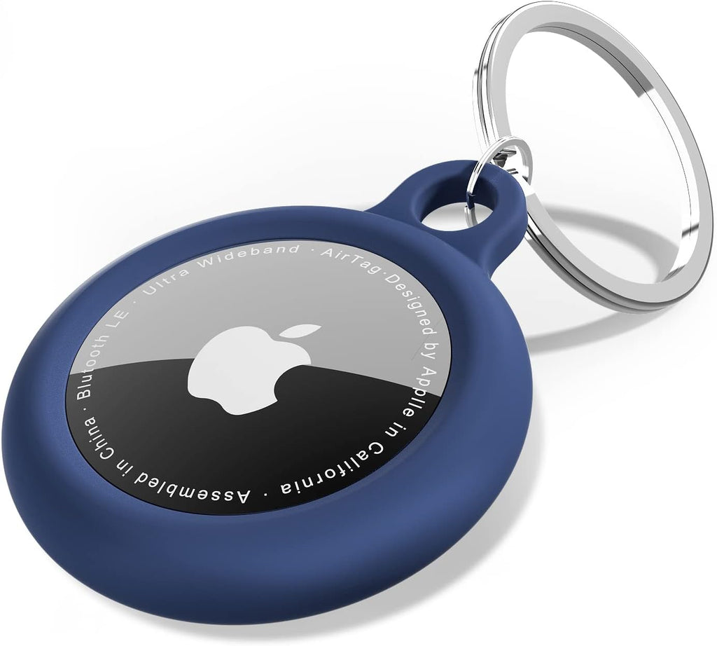 Oakxco for Airtag Keychain Silicone, Airtag Holder with Key Ring, Air Tag Cover Cute Accessories for Kids, Luggage, Car Dog Collar, Car, Compatible with Apple Airtag Case Waterproof Tracker, Navy Blue