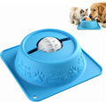 Slow Feeder Lick Bowl for Dogs and Cats, Anti-Slip Pet Water Bowl with Smooth Rolling Ball, No Spill Bowl for Water, Bone Broth, Yogurt & Pumpkin Puree, for Large Pets, Light Blue