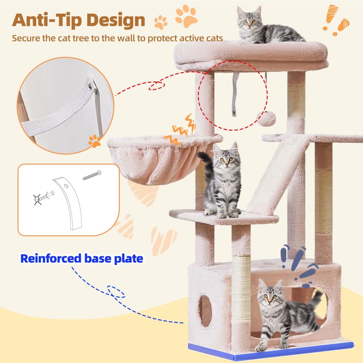 Taoqimiao Cat Tree, 38.5In Cat Tower for Indoor Cats, Suitable for Kittens