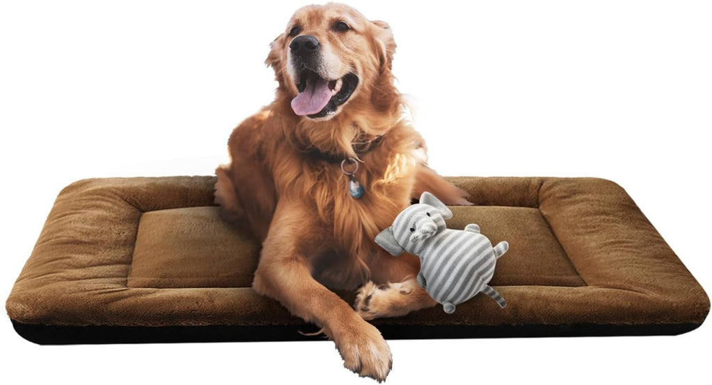 Dog Crate Pad Washable Dog Bed for Crate Large Cozy Mat 42-Inch Brown