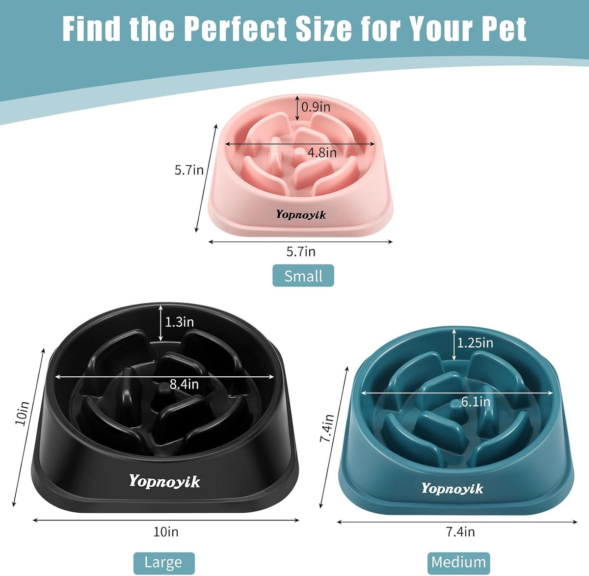 2 Pack Slow Feeder Dog Bowls for Medium Dogs & Cats | Non-Slip Base, Anti-Choking Design, Reduces Bloating & Overeating, Easy to Clean, 1.5-2 Cups