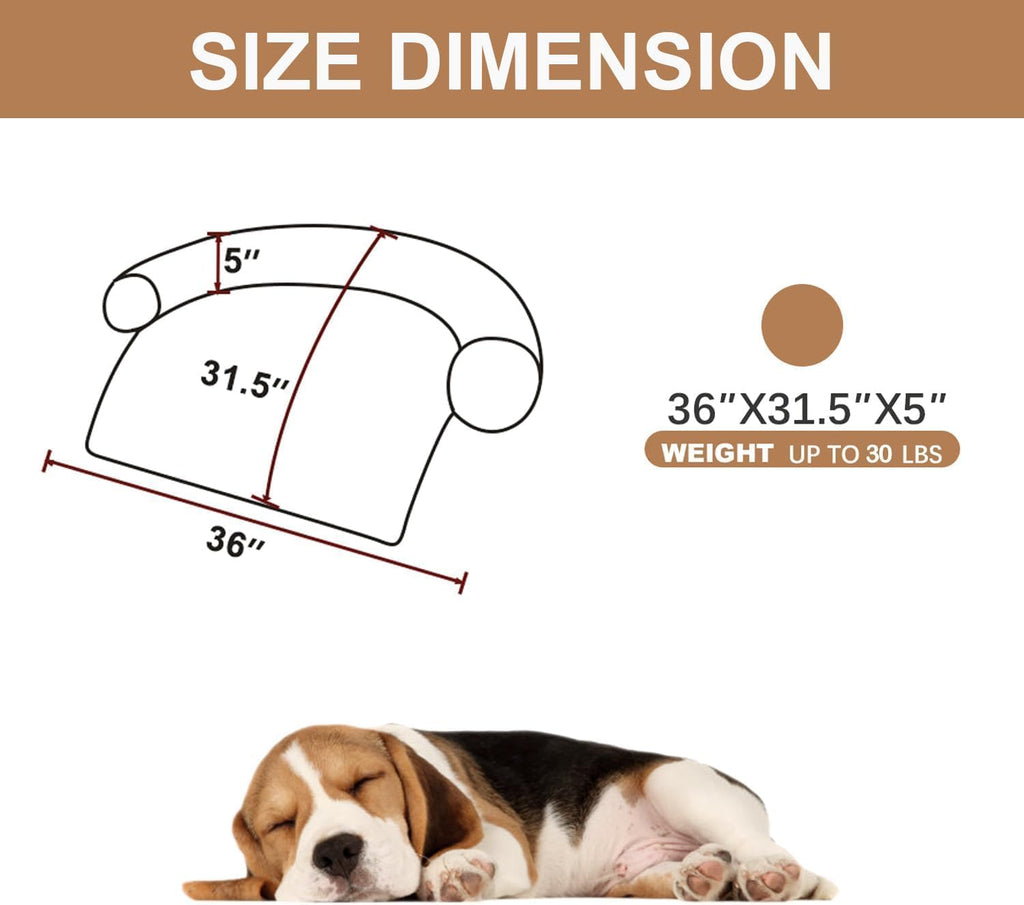 Calming Dogs/Cats Bed Mats, Dog Pad Washable Removable Couch Cover, Plush Long Fur Mat for Pets, Waterproof, Perfect for Small, Medium and Large Dogs and Cats (Desert Brown, 36"x31.5"x5.0")