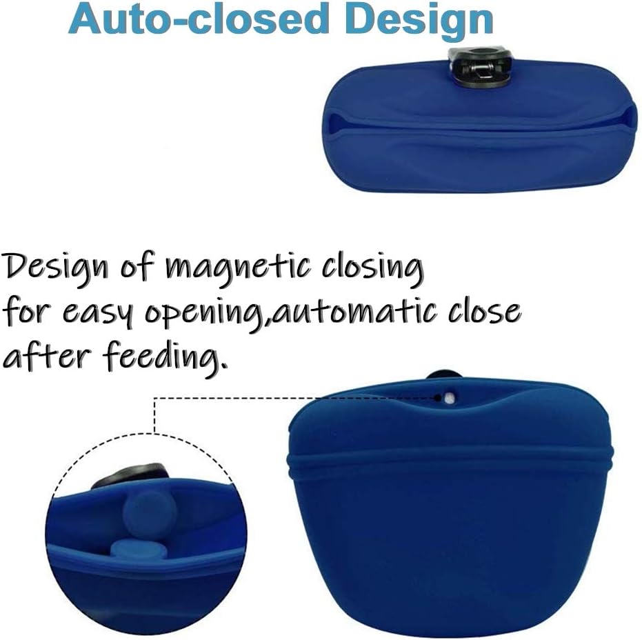 RoyalCare Silicone Dog Treat Pouch-Small Training Bag-Portable Dog Treat Bag for Leash with Magnetic Closure and Waist Clip[US Design Patent]