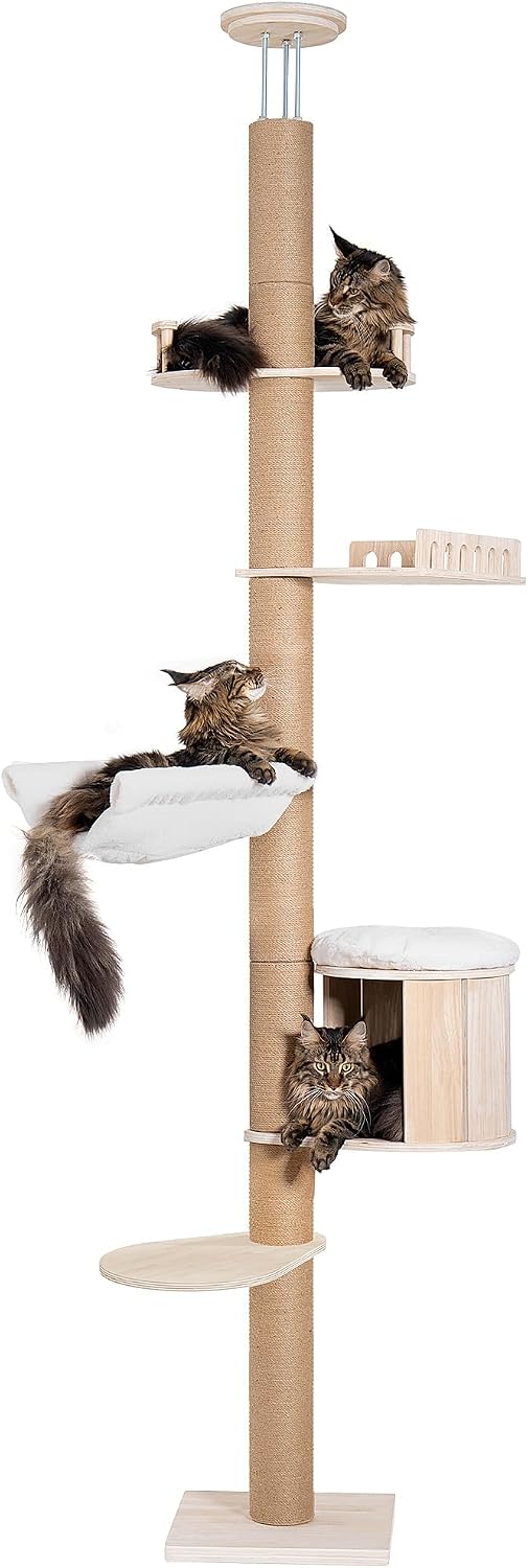 Aechonow 10.2ft Floor to Ceiling Cat Tree for Large Cats, Tall Cat Tower