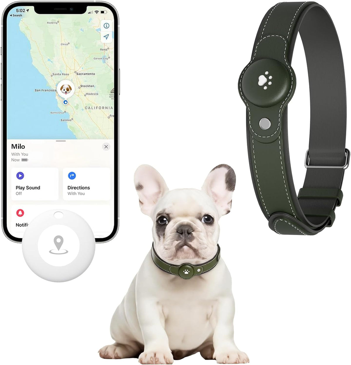 GPS Tracker for Dogs, Dog GPS Tracker Device, Pet Location Tracker with Collar, Real-Time Tracking, No Monthly Fee or Subscription, Waterproof, 365-Day Long Battery Life Dog Collar, iOS & Android