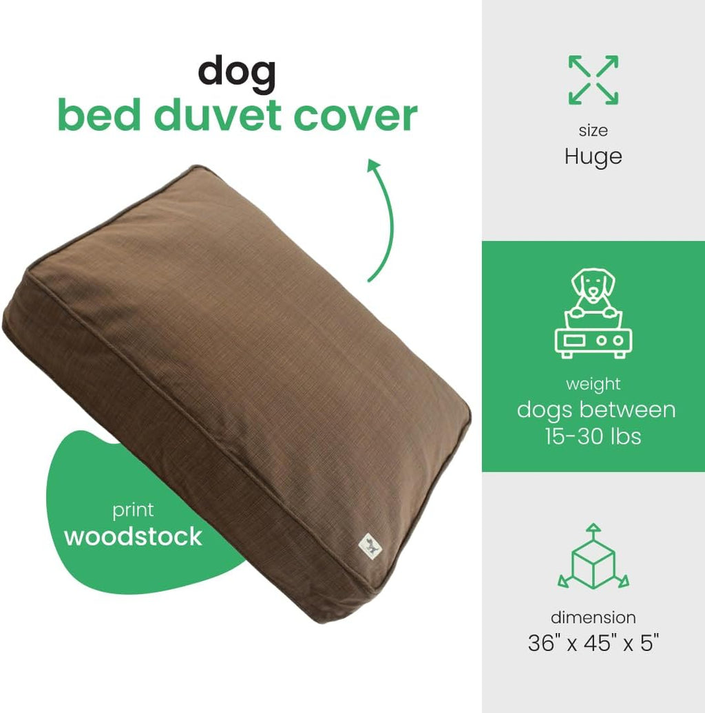 Molly Mutt Woodstock Dog Bed Duvet Cover, GOTS-Certified 100% Organic Cotton Canvas Cover for Dog, Puppy, or Cat Bed, Durable, Washable, and Free of Harmful Chemicals, Huge, 36"x45"x5"
