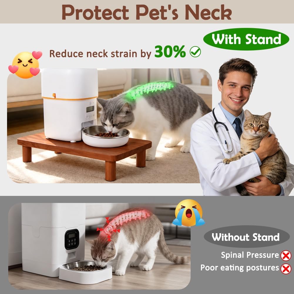 SZEE Cat Food Stand, Elevated Cat Feeder Stand for Automatic Feeder & Bowls