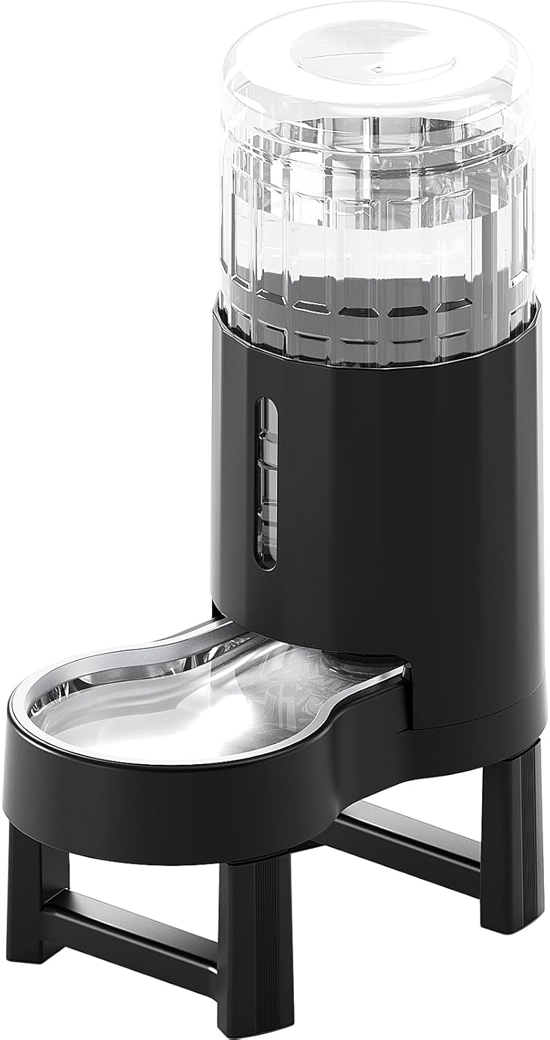CZPET Gravity Dog Water Bowl Dispenser, Wider Mouth (8L+Stand, Black)